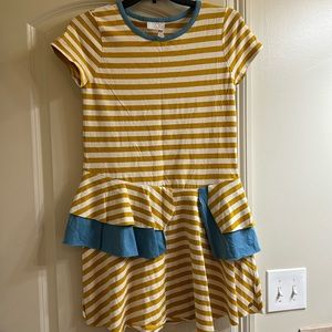 EUC Matilda Jane yellow stripe Sunshiney Days dress girl 14